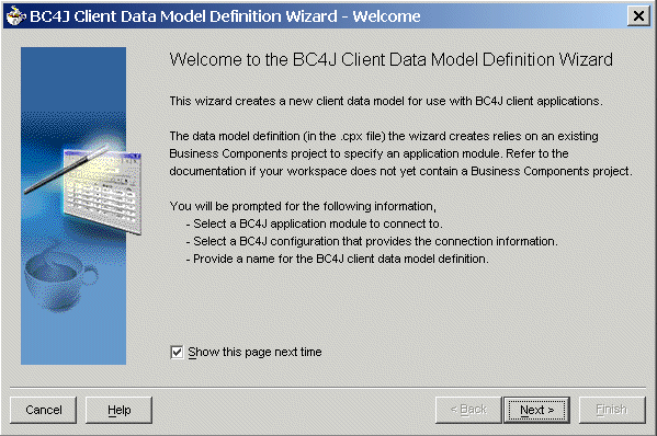 Model Definition Wizard’s welcome dialog. Model Definition Wizard’s welcome dialog.