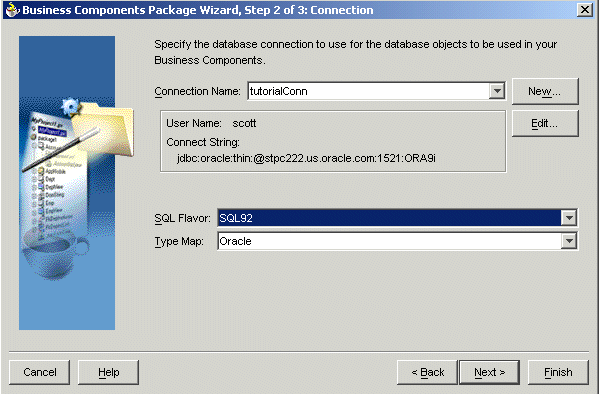Specify the connection name, SQL flavor, and type map. Specify the connection name, SQL flavor, and type map.