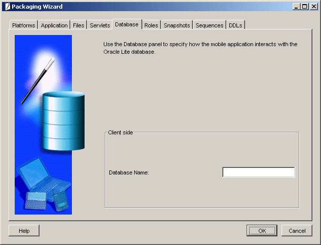 Use this tab to specify your client side database name.