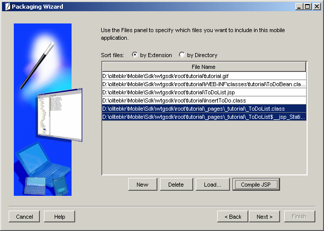 Displays files that are added to your application. Displays files that are added to your application.