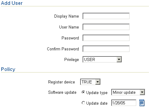 The Add Users page