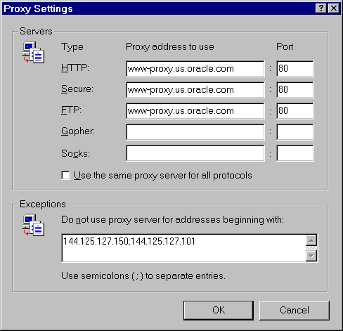 This image displays the Proxy Settings dialog.