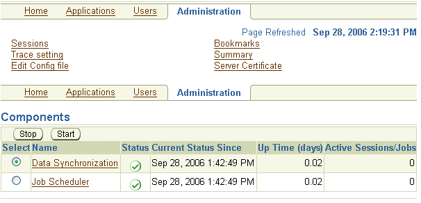 Administration page