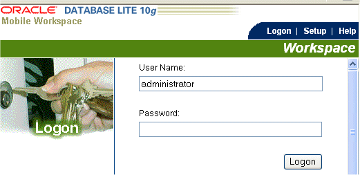 The Mobile Server&rsquo;s logon page.