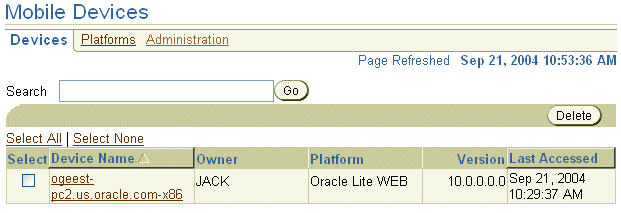 This image displays the Devices page.