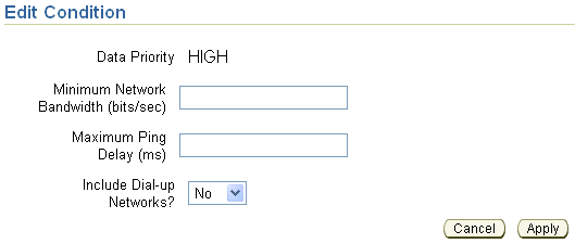 Editing the data priority condition Editing the data priority condition
