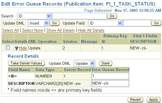 Modify the record values by clicking on the Show button. Modify the record values by clicking on the Show button.