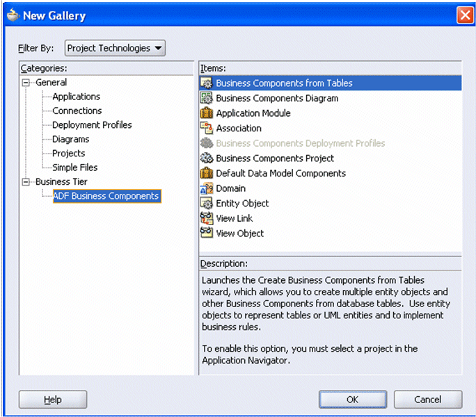 Select business components Select business components