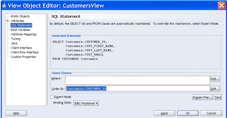 Edit the view object