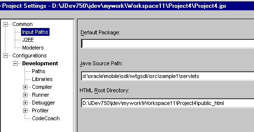 Enter your project settings in this panel. Enter your project settings in this panel.