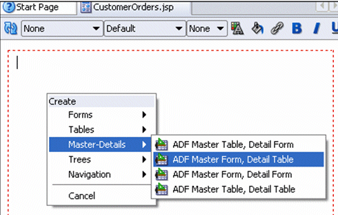 master-details selection