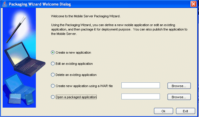 Packaging Wizard Selection dialog Packaging Wizard Selection dialog