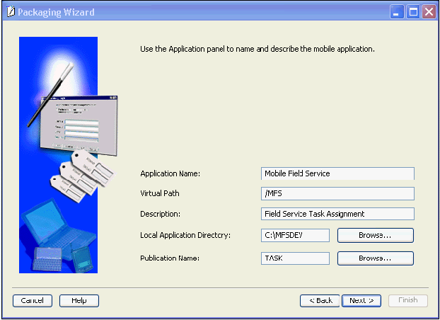 Use this dialog to describe your mobile application.