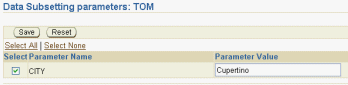 The Data Subsetting parameters page The Data Subsetting parameters page