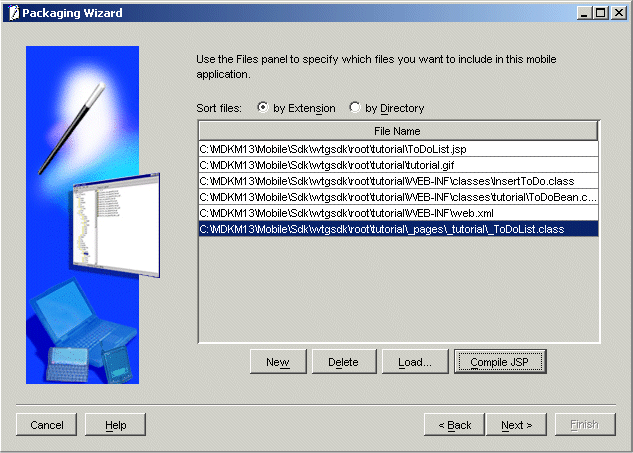Displays files that are added to your application. Displays files that are added to your application.