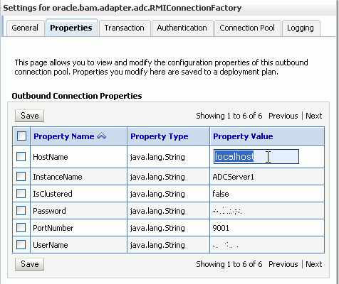 Description of bam_wls_connpoolprop_rmi.gif follows Description of bam_wls_connpoolprop_rmi.gif follows