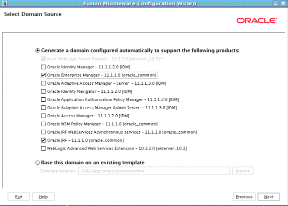 Select Domain Source screen