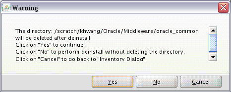 Deinstallation Warning Screen Deinstallation Warning Screen