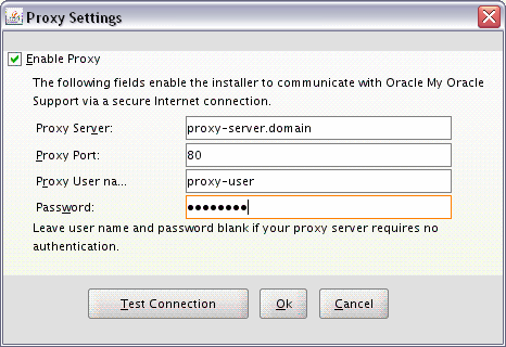 Proxy Configuration Screen Proxy Configuration Screen