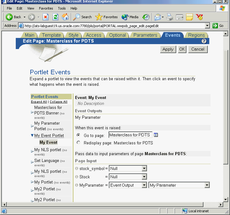 Shows Events tab. Shows Events tab.