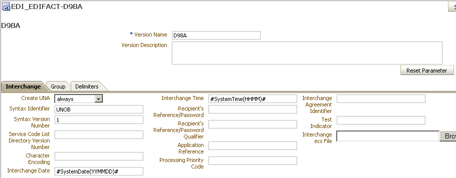 Document version parameters Document version parameters