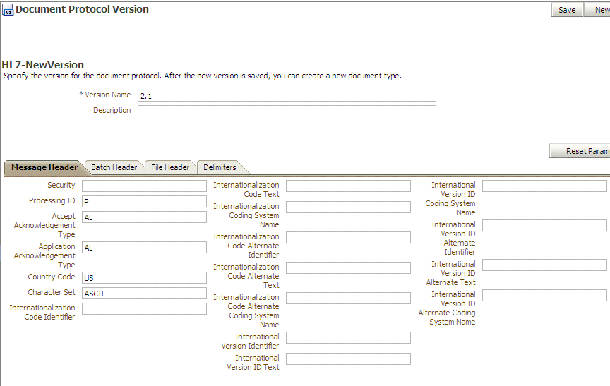 Document version parameters Document version parameters