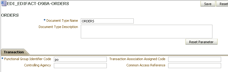 Document type parameters Document type parameters