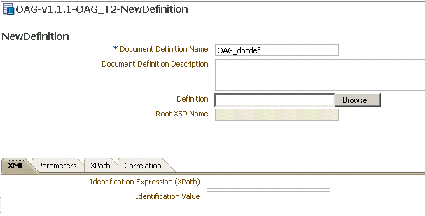 OAG document definition parameters OAG document definition parameters
