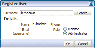 Register user dialog Register user dialog