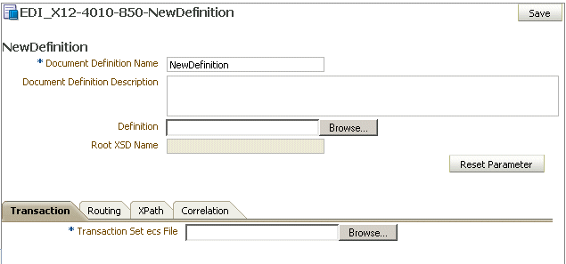 Document definition parameters Document definition parameters
