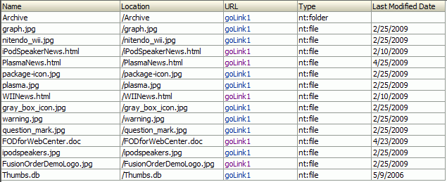 Folder Content in Read Only Table Folder Content in Read Only Table