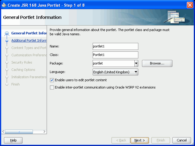 Shows General Portlet Properties page. Shows General Portlet Properties page.