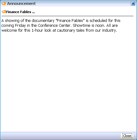 Announcement accessed from Task Flow Announcement accessed from Task Flow