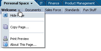 Page Actions menu Page Actions menu