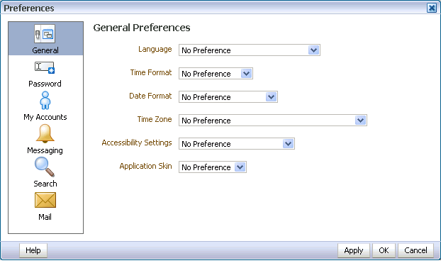 General panel in Preferences General panel in Preferences