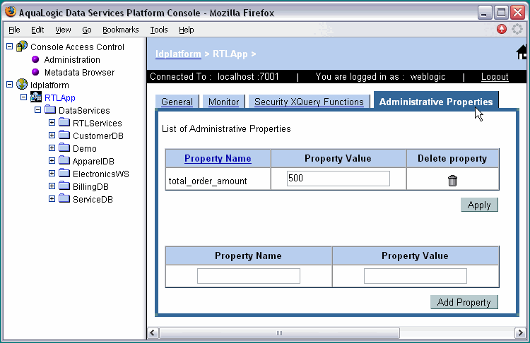 Administrative Properties Tab