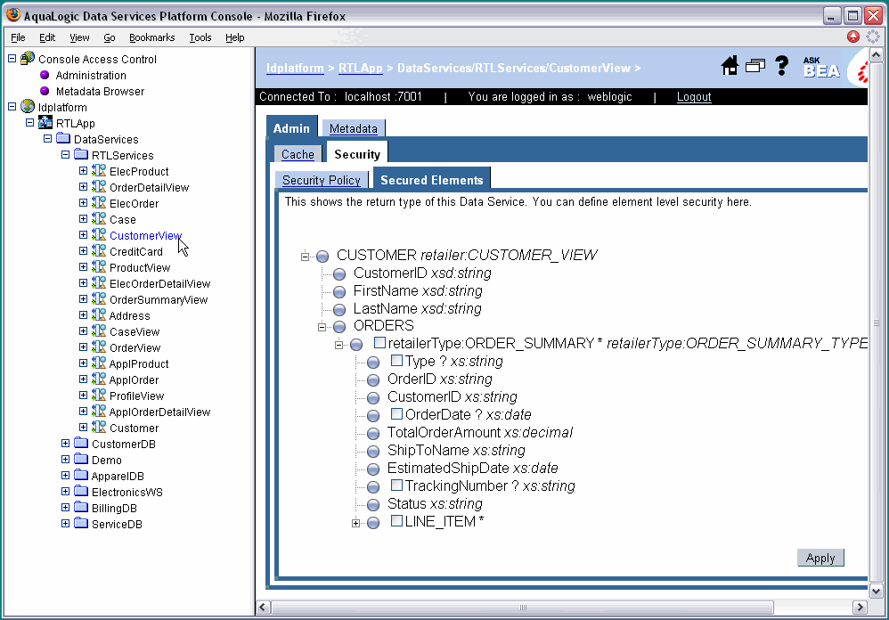 Secured Elements Tab 