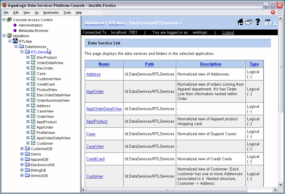 Available Data Services in the RTLServices Folder