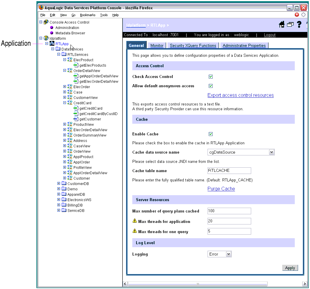General Application Settings Page