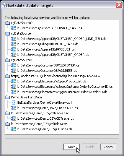 Data Services Metadata to be Updated