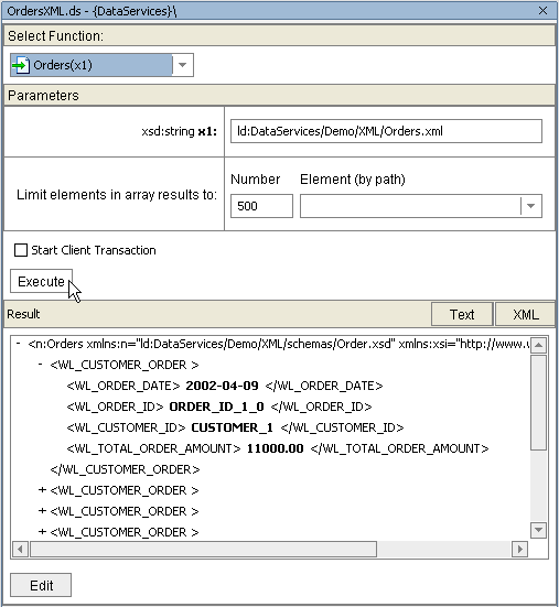 Specifying an XML Source URI in Test View