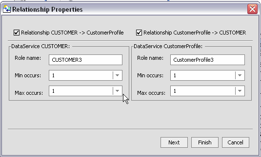 First Dialog of Relationship Wizard