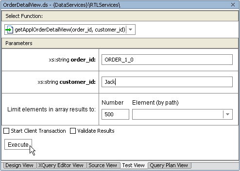Function with Two Input Parameters in Test View