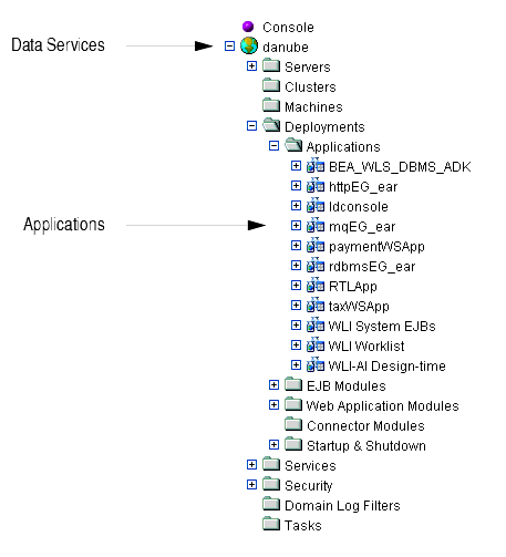 Data Services Platform Resources in the WebLogic Administration Console
