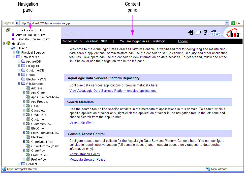 Data Services Platform Console