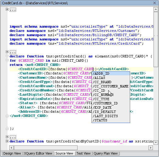 XPath Code Completion in Source View