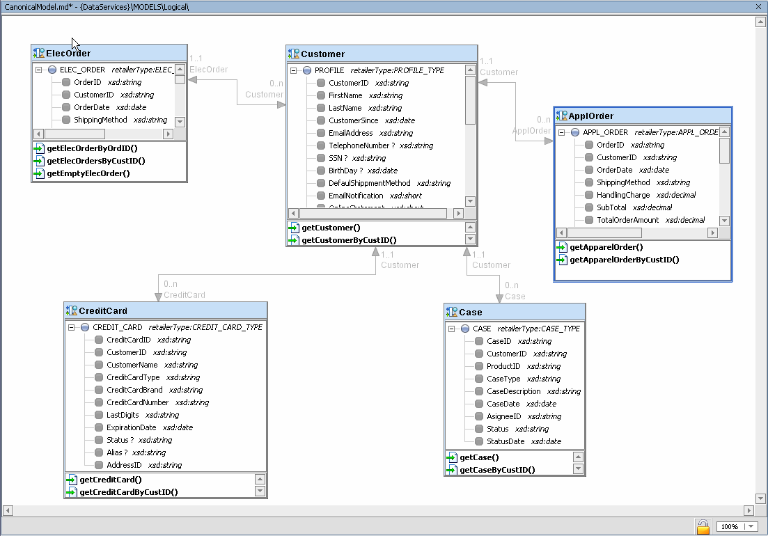 Model Diagram of Physical Data Services