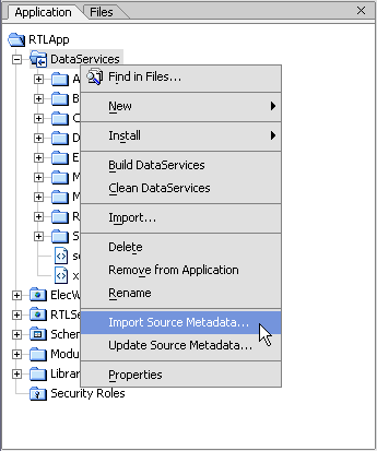 Selecting Metadata Import for a DSP Project