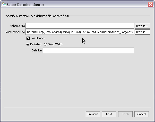 Specifying Import Delimited Metadata Characteristics