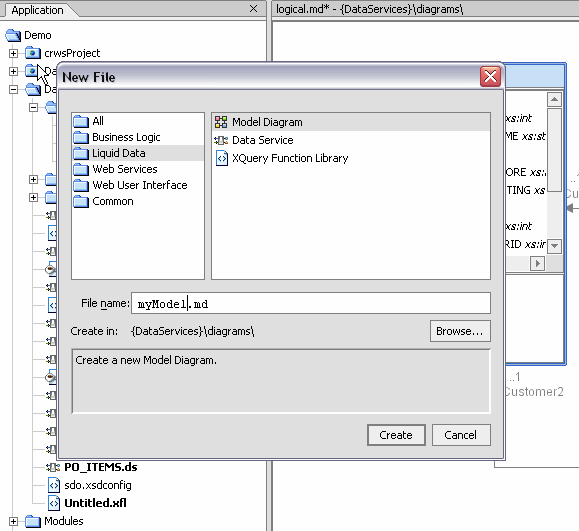 Creating a Data Model Using the File Menu
